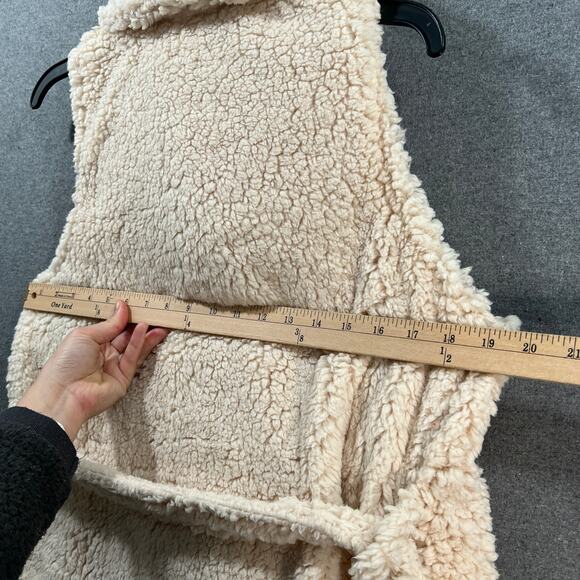 BumbleBella by Jill Martin Sherpa Shawl Collar Long Vest Charming Ivory, X-Small - Picture 5 of 7